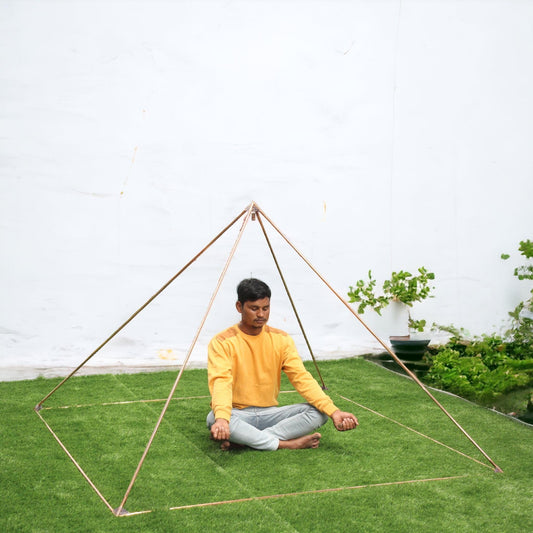 7 Feet (213.36 cm) made up of all natural Crystals Giza Copper Orgonite Pyramid For Meditation With 5 Connector And 8 Poles