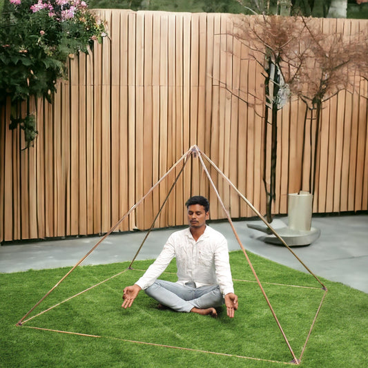 5 Feet (152.4 cm) made up of all natural Crystals Giza Copper Orgonite Pyramid For Meditation With 5 Connector And 8 Poles