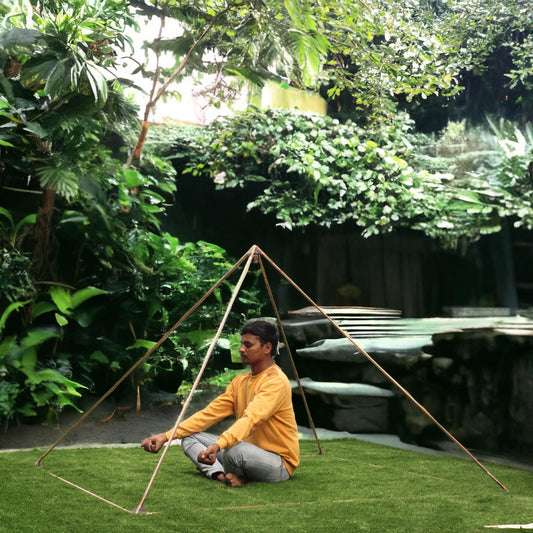 7 Feet (213.36 cm) made up of all natural Crystals Giza Copper Orgonite Pyramid For Meditation With 5 Connector And 8 Poles