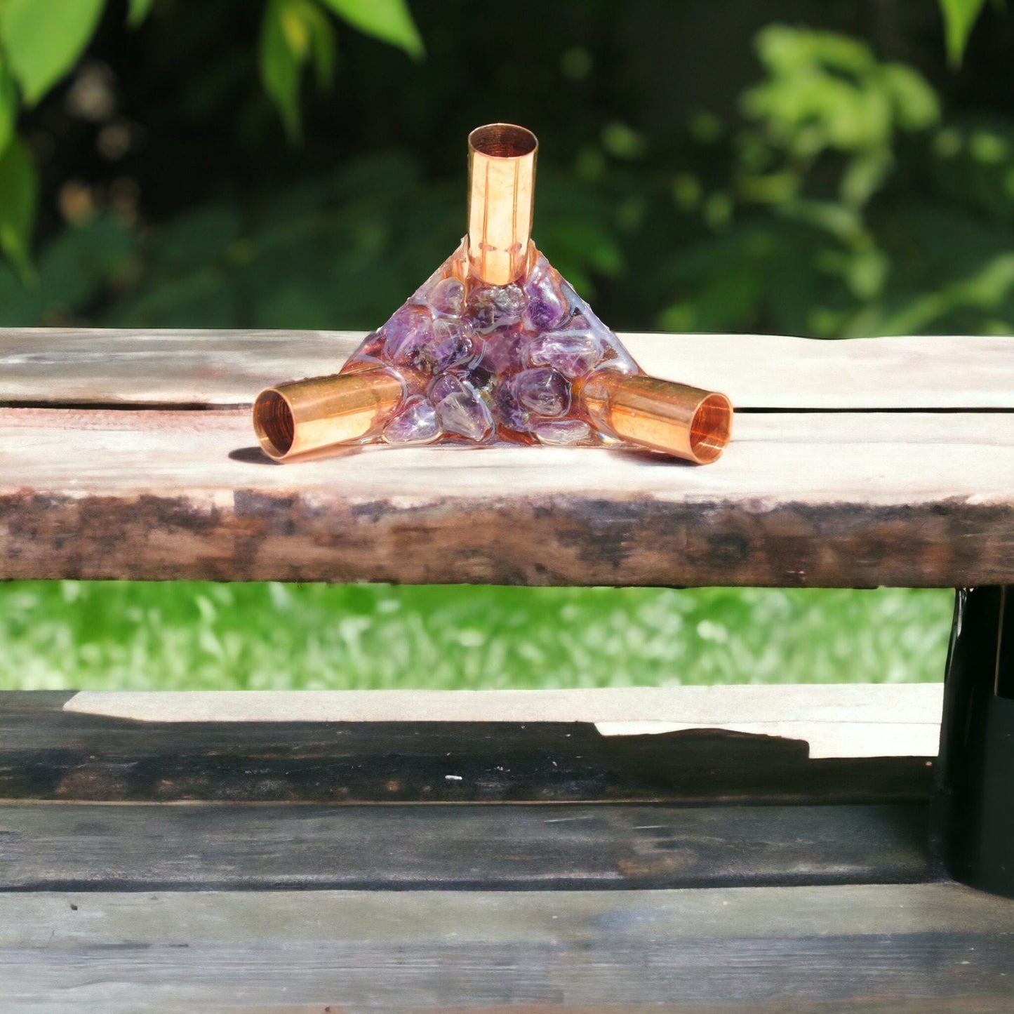 4 Feet (121.92 cm) Made up of all natural Crystals Nubian Copper Orgonite Pyramid For Meditation With 5 Connector And 8 Poles