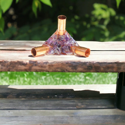 4 Feet (121.92 cm) Made up of all natural Crystals Nubian Copper Orgonite Pyramid For Meditation With 5 Connector And 8 Poles